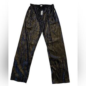 Kate Hewko Sequin Straight Leg Pants Black Gold Disco Party Large